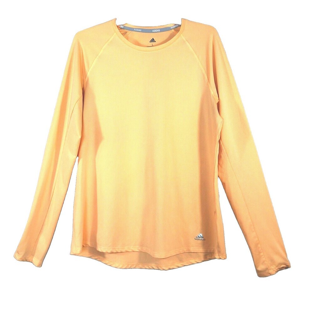 Adidas Golf Womens Large Peach Long Sleeve Performance Mesh Shirt Base Layer Top